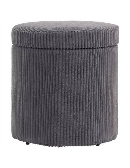 HOMCOM 40cm Round Storage Ottoman, Corduroy Footstool with Removable Lid and Legs, Vanity Stool for Living Room, Bedroom, Grey - pic 132743 | FastDaddyshop