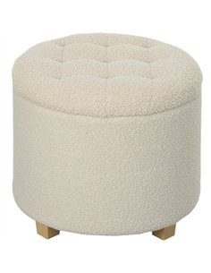 HOMCOM Teddy Fleece Storage Ottoman 31.8L - Cream White...