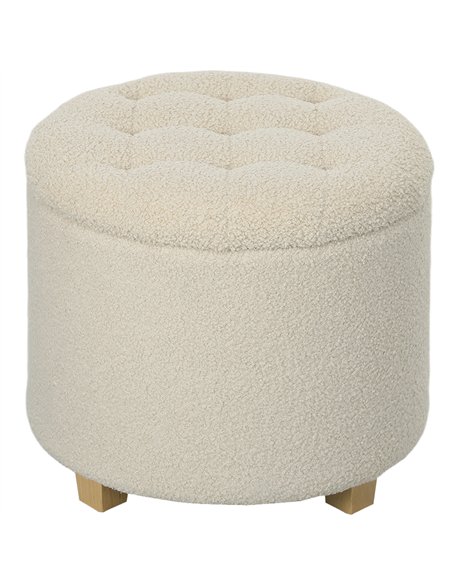 HOMCOM Teddy Fleece Storage Ottoman 31.8L - Cream White 838-478V70CW - pic 132761 | FastDaddyshop