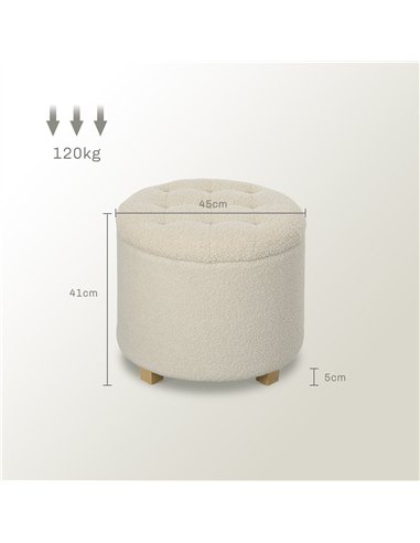 HOMCOM Teddy Fleece Storage Ottoman...