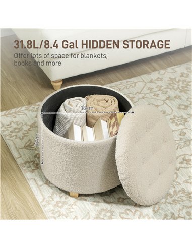 HOMCOM Teddy Fleece Storage Ottoman...