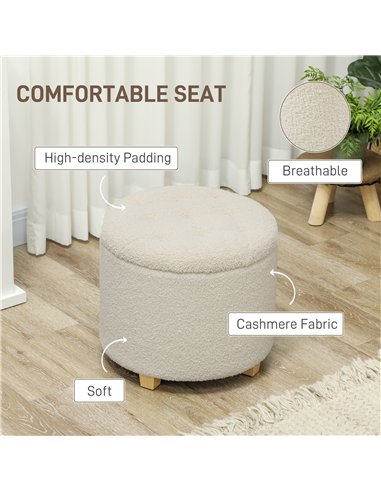 HOMCOM Teddy Fleece Storage Ottoman...
