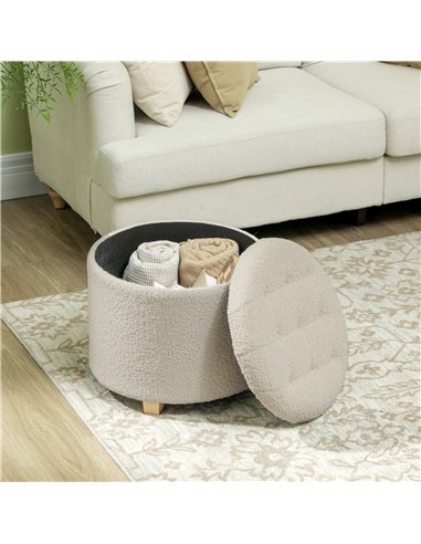 HOMCOM Teddy Fleece Storage Ottoman...