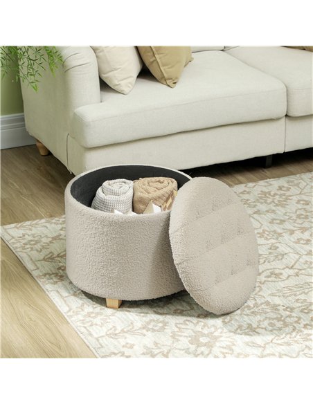 HOMCOM Teddy Fleece Storage Ottoman 31.8L - Cream White 838-478V70CW - pic 132767 | FastDaddyshop