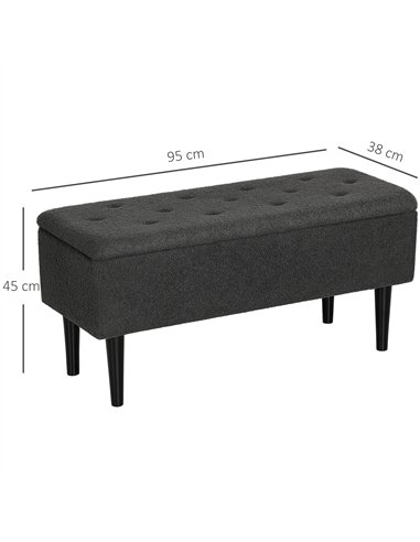 HOMCOM Teddy Fleece Storage Bench 47L...