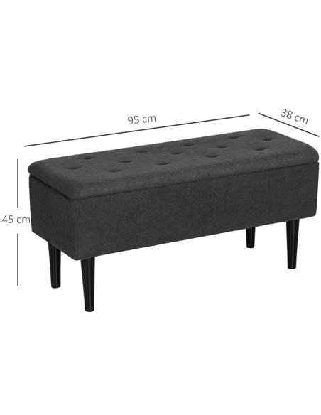 HOMCOM Teddy Fleece Storage Bench 47L - Dark Grey 838-417V70CG - pic 132772 | FastDaddyshop