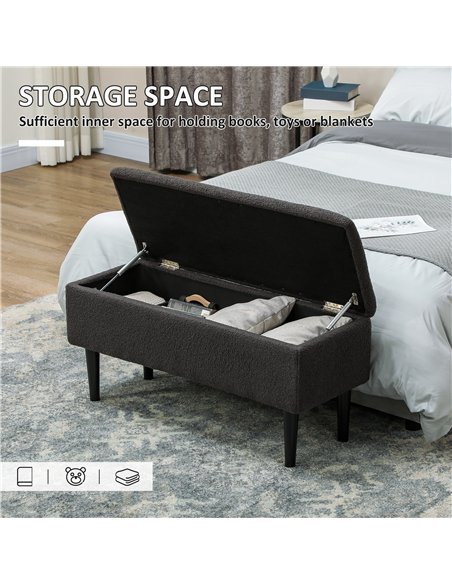 HOMCOM Teddy Fleece Storage Bench 47L - Dark Grey 838-417V70CG - pic 132773 | FastDaddyshop
