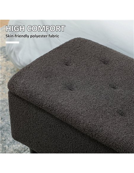 HOMCOM Teddy Fleece Storage Bench 47L - Dark Grey 838-417V70CG - pic 132775 | FastDaddyshop