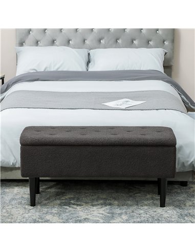 HOMCOM Teddy Fleece Storage Bench 47L...