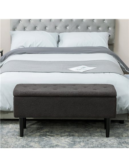 HOMCOM Teddy Fleece Storage Bench 47L - Dark Grey 838-417V70CG - pic 132777 | FastDaddyshop