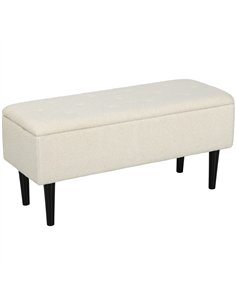 HOMCOM Teddy Fleece Storage Bench 47L - Cream 838-417V70CW