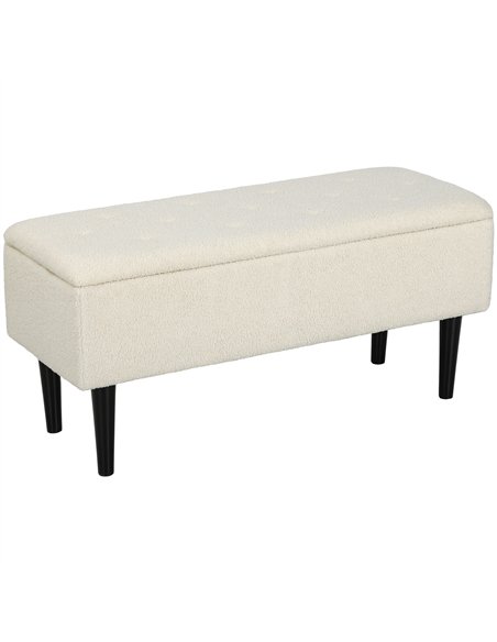 HOMCOM Teddy Fleece Storage Bench 47L - Cream 838-417V70CW - pic 132779 | FastDaddyshop