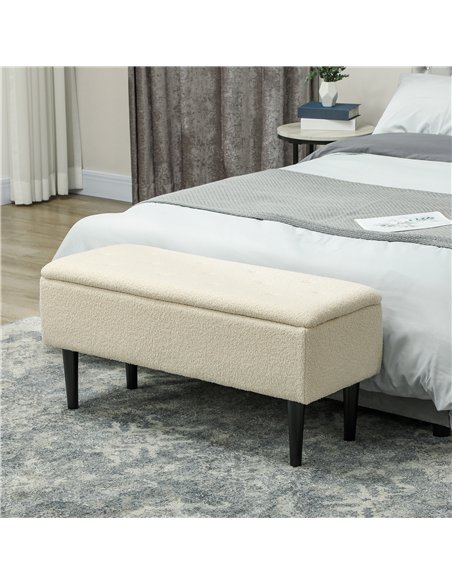 HOMCOM Teddy Fleece Storage Bench 47L - Cream 838-417V70CW - pic 132780 | FastDaddyshop