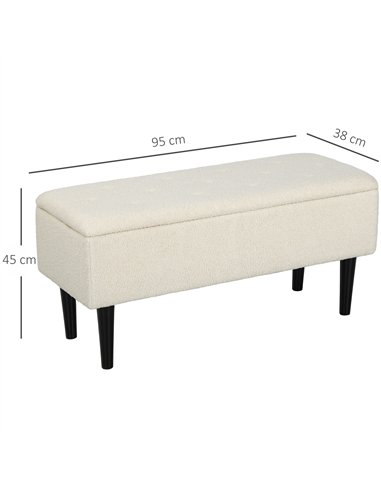 HOMCOM Teddy Fleece Storage Bench 47L...