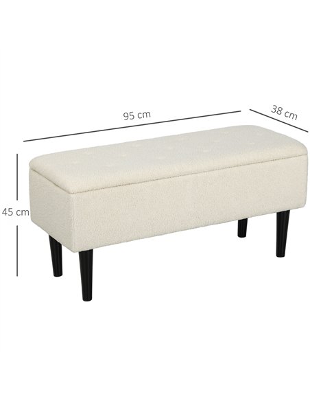 HOMCOM Teddy Fleece Storage Bench 47L - Cream 838-417V70CW - pic 132781 | FastDaddyshop