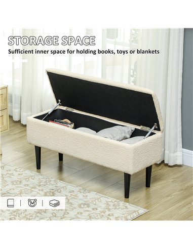 HOMCOM Teddy Fleece Storage Bench 47L...