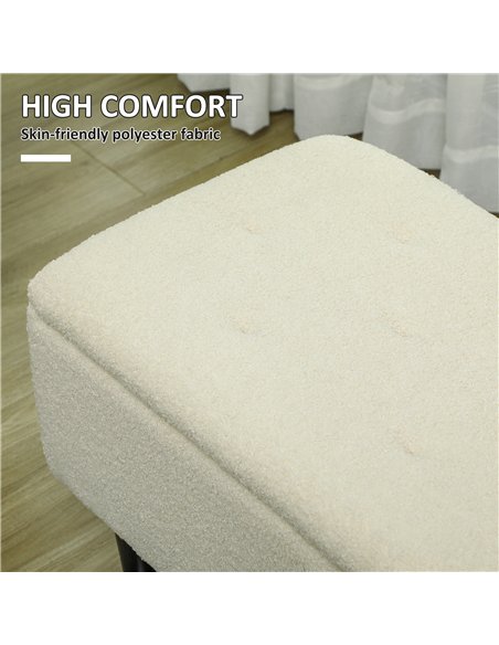 HOMCOM Teddy Fleece Storage Bench 47L - Cream 838-417V70CW - pic 132784 | FastDaddyshop