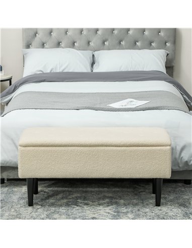 HOMCOM Teddy Fleece Storage Bench 47L...