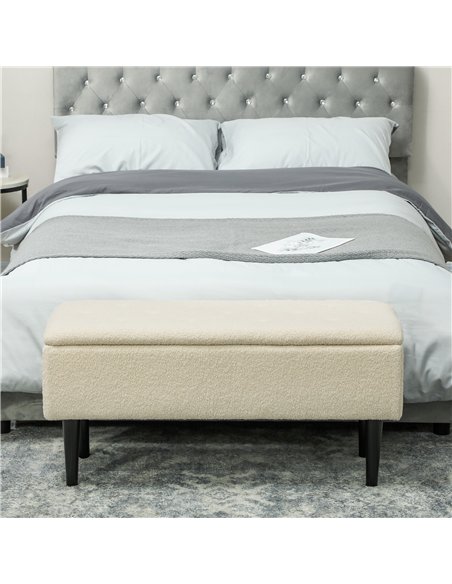 HOMCOM Teddy Fleece Storage Bench 47L - Cream 838-417V70CW - pic 132786 | FastDaddyshop