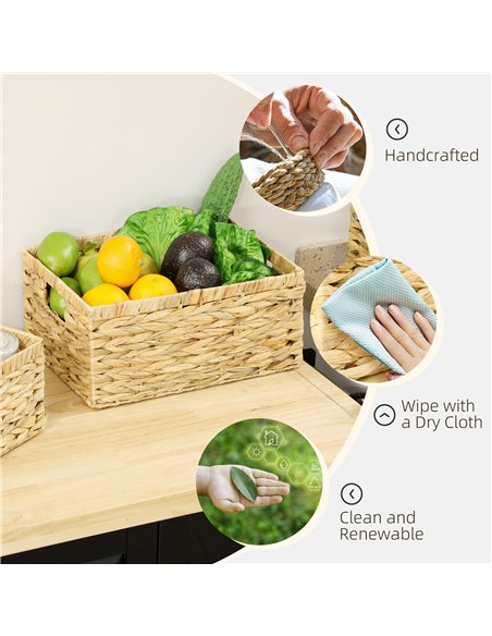 HOMCOM Trio Water Hyacinth Storage Baskets Natural Tone 850-317V00ND - pic 132793 | FastDaddyshop
