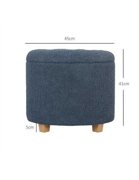 HOMCOM Teddy Fleece Storage Ottoman 31.8L 838-478V70BU - Blue - pic 132799 | FastDaddyshop