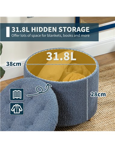 HOMCOM Teddy Fleece Storage Ottoman...
