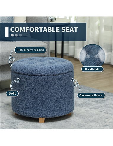 HOMCOM Teddy Fleece Storage Ottoman...