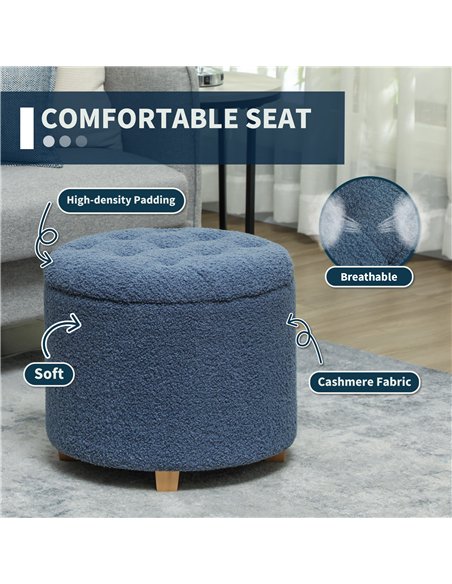 HOMCOM Teddy Fleece Storage Ottoman 31.8L 838-478V70BU - Blue - pic 132801 | FastDaddyshop