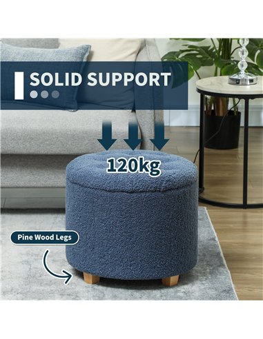 HOMCOM Teddy Fleece Storage Ottoman...