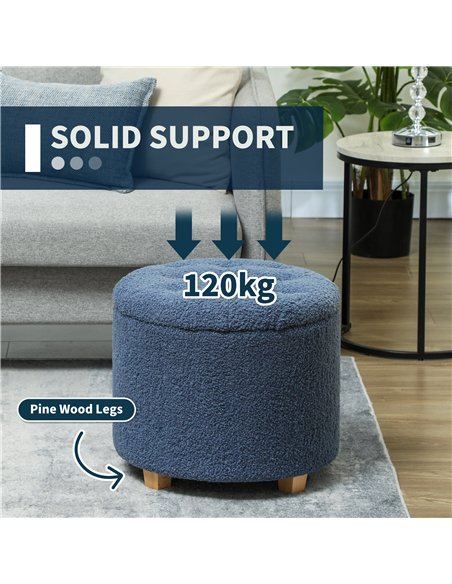 HOMCOM Teddy Fleece Storage Ottoman 31.8L 838-478V70BU - Blue - pic 132802 | FastDaddyshop
