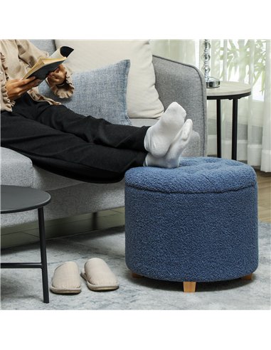 HOMCOM Teddy Fleece Storage Ottoman...