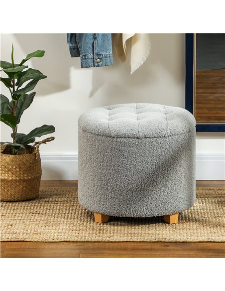 HOMCOM Teddy Fleece Storage Ottoman 31.8L - Grey 838-478V70CG - pic 132807 | FastDaddyshop