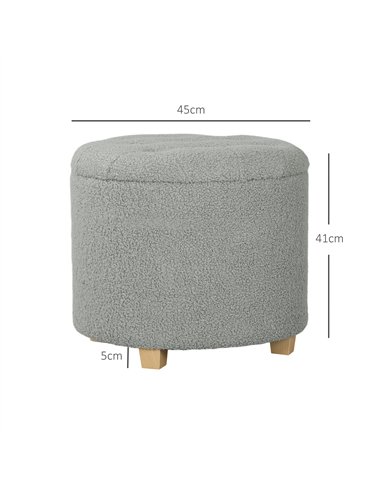 HOMCOM Teddy Fleece Storage Ottoman...