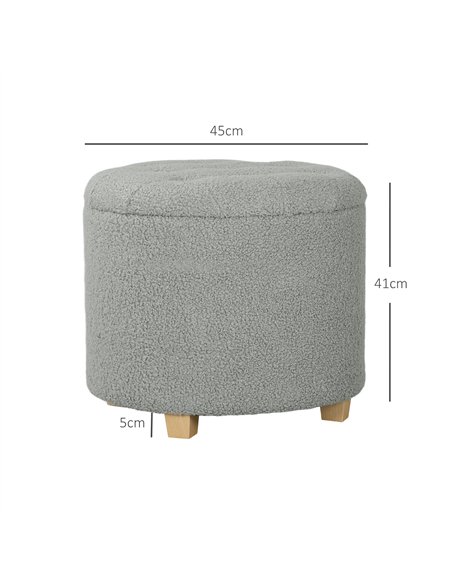 HOMCOM Teddy Fleece Storage Ottoman 31.8L - Grey 838-478V70CG - pic 132808 | FastDaddyshop