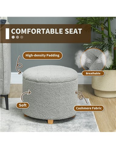 HOMCOM Teddy Fleece Storage Ottoman...