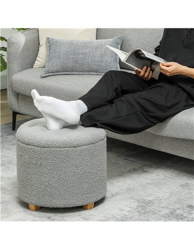 HOMCOM Teddy Fleece Storage Ottoman...