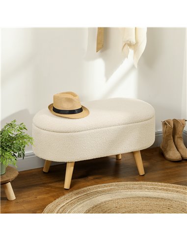 HOMCOM Cosy Fleece Storage Bench -...