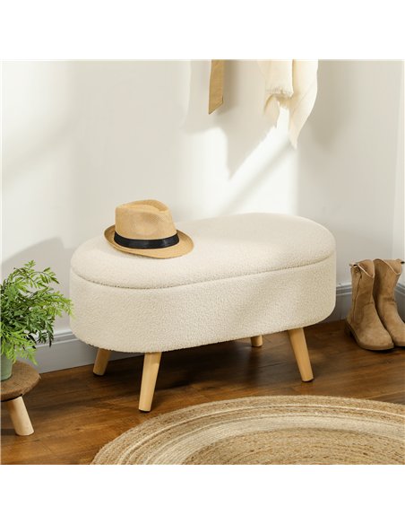 HOMCOM Cosy Fleece Storage Bench - Cream White 838-479V70CW - pic 132816 | FastDaddyshop