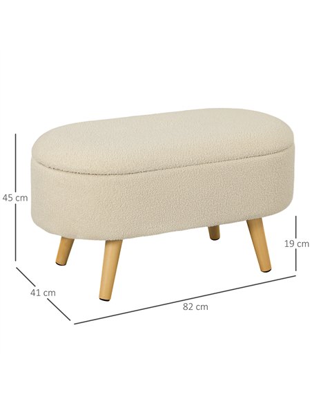 HOMCOM Cosy Fleece Storage Bench - Cream White 838-479V70CW - pic 132817 | FastDaddyshop
