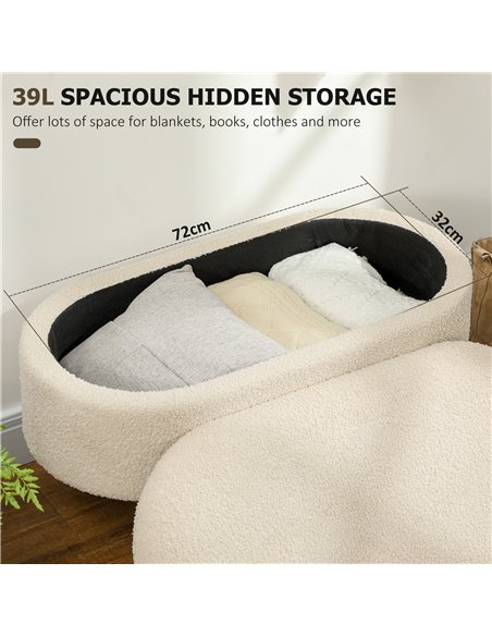 HOMCOM Cosy Fleece Storage Bench - Cream White 838-479V70CW - pic 132818 | FastDaddyshop