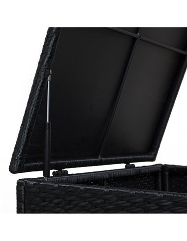 Outsunny 4-Seater Rattan Garden Furniture Patio Sofa Storage & Table Set w/ Coffee Table & Corner Sofa - Black
