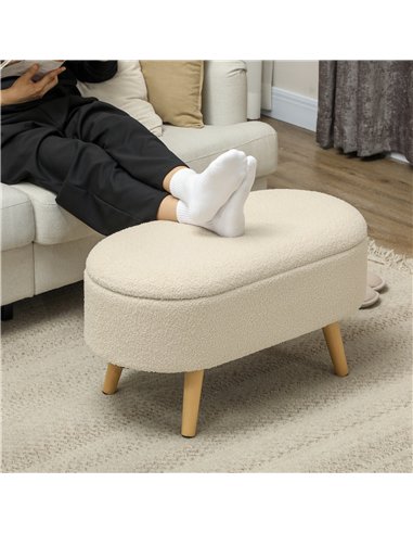 HOMCOM Cosy Fleece Storage Bench -...