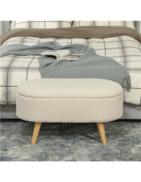 HOMCOM Cosy Fleece Storage Bench - Cream White 838-479V70CW - pic 132822 | FastDaddyshop