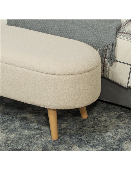HOMCOM Cosy Fleece Storage Bench - Cream White 838-479V70CW - pic 132823 | FastDaddyshop