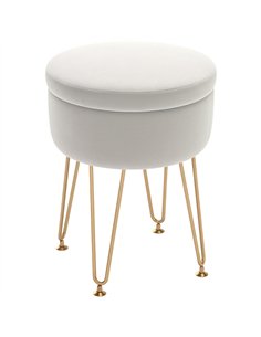 HOMCOM Velvet-Feel Storage Ottoman with Hairpin Legs -...