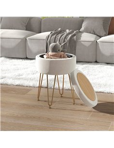 HOMCOM Velvet-Feel Storage Ottoman with Hairpin Legs -... 2