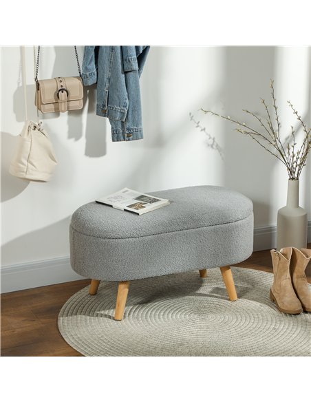 HOMCOM Cosy Fleece Storage Bench 838-479V70CG - Grey - pic 132834 | FastDaddyshop