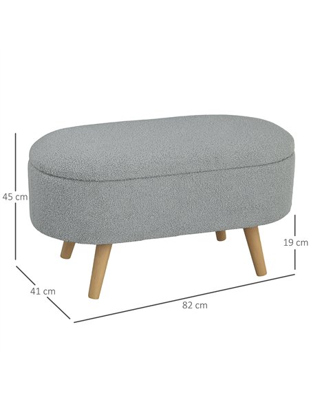 HOMCOM Cosy Fleece Storage Bench 838-479V70CG - Grey - pic 132835 | FastDaddyshop