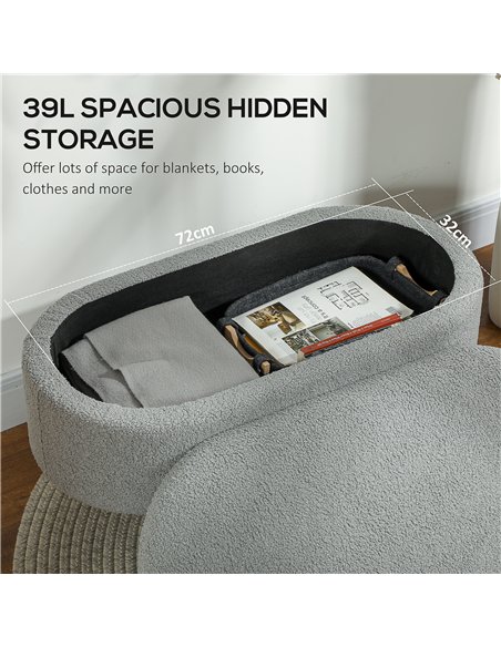 HOMCOM Cosy Fleece Storage Bench 838-479V70CG - Grey - pic 132836 | FastDaddyshop