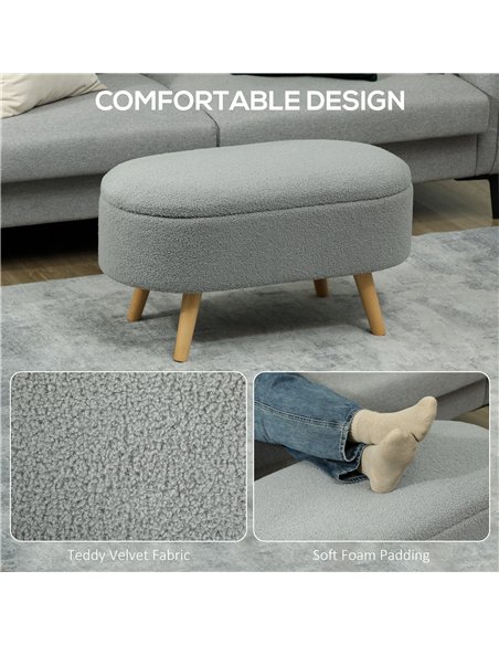 HOMCOM Cosy Fleece Storage Bench 838-479V70CG - Grey - pic 132837 | FastDaddyshop